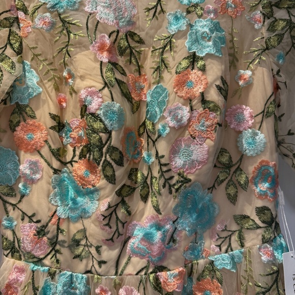 Blue Floral embroidered A- line mother of the bride dress Sz 12 NEW - Picture 7 of 7